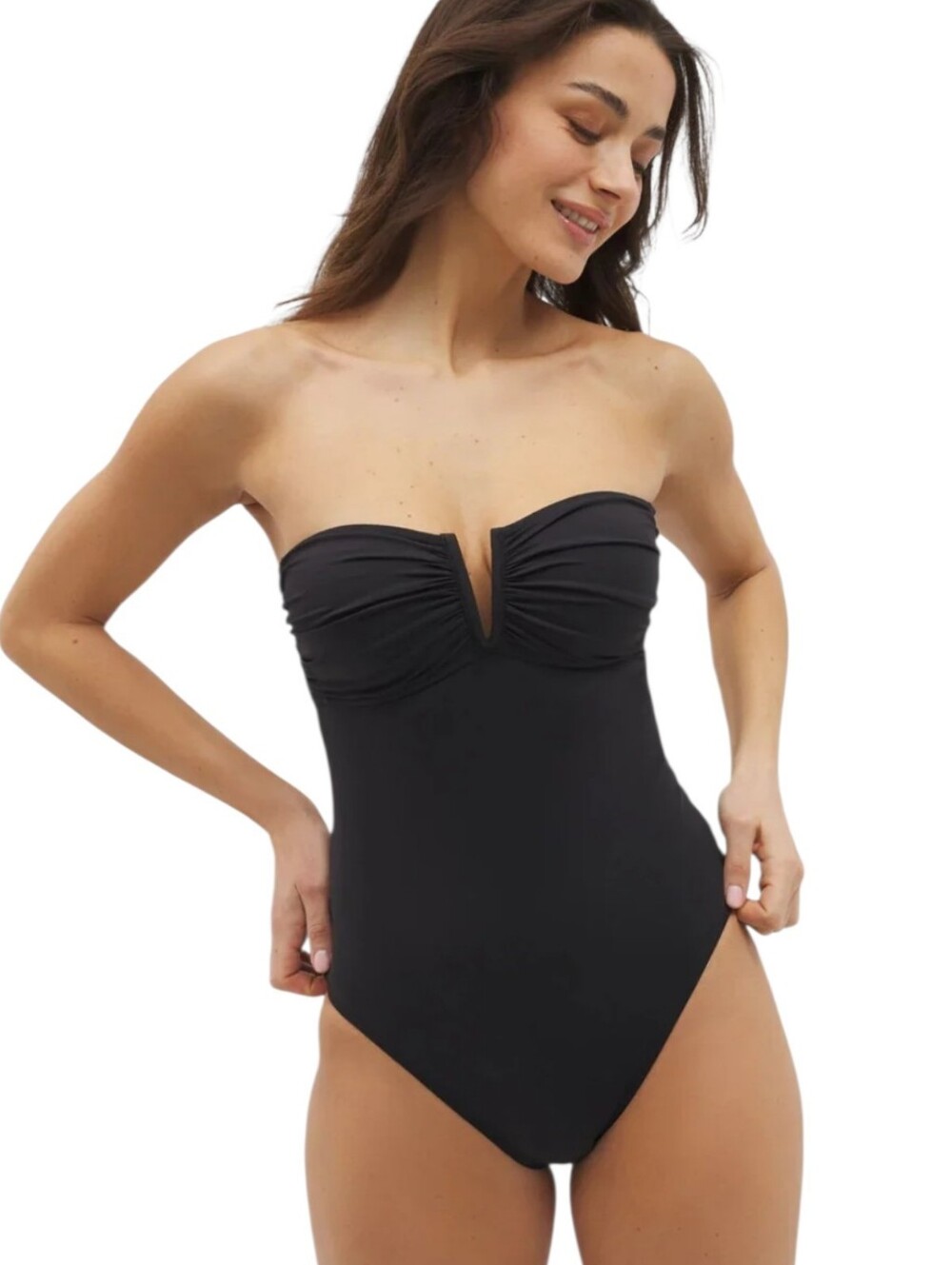 Victoria's Secret Black Strapless Sweetheart One-Piece Swimsuit V-wire Plunge S